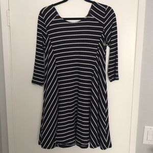 Navy & white striped dress